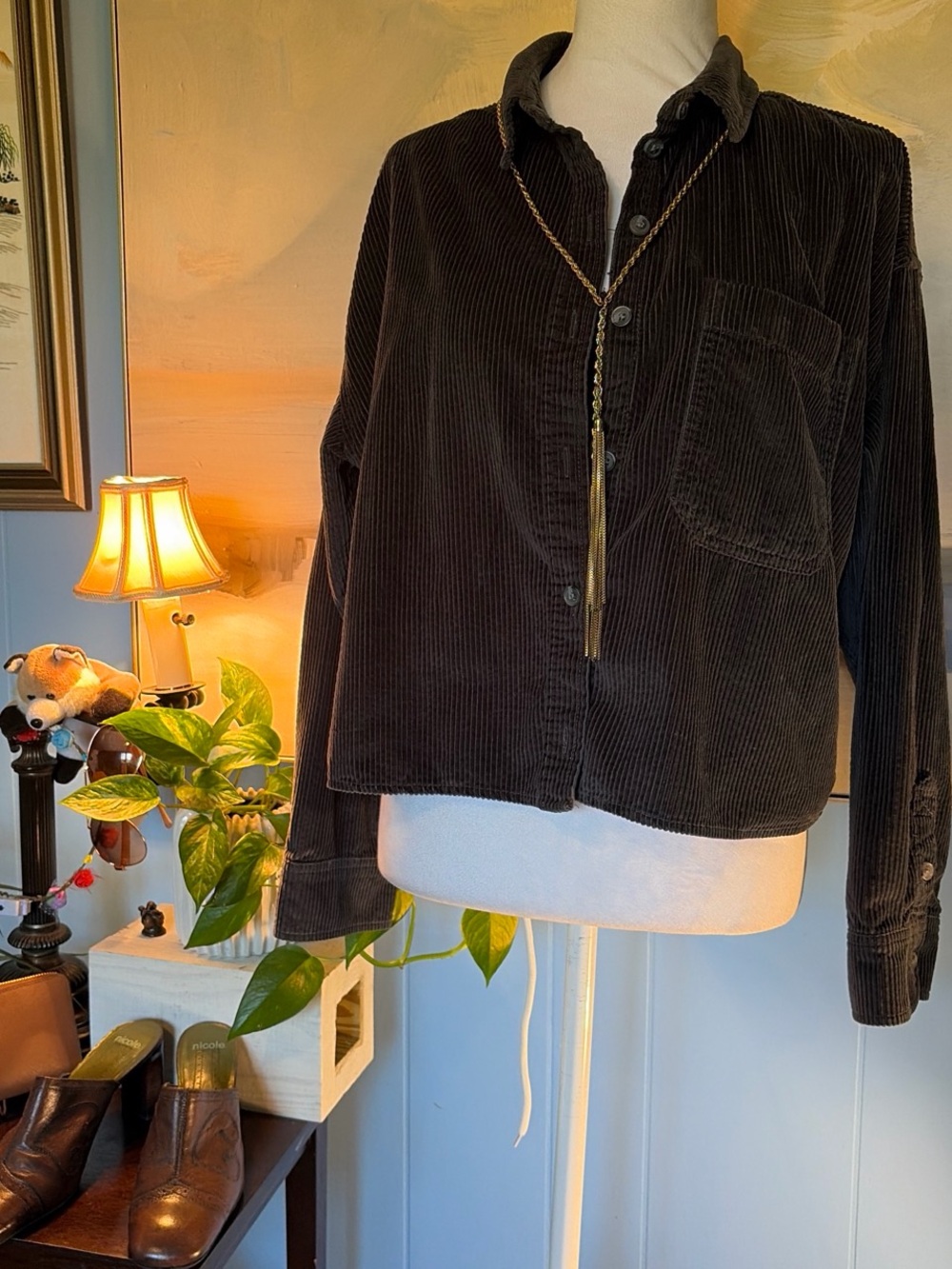 American Eagle Outfitters Dark Brown Corduroy Crop Jacket